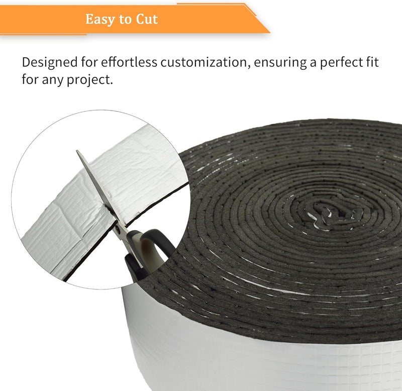 DOBTIM Foam Foil Pipe Insulation Wrap 4 in x 32 ft,Reflective Foil Insulation Tape Self Adhesive with High Resilience for Pipe Insulation Wrap - Image 4